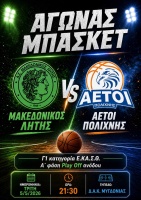🏀 Μακεδονικός Λητής - Αετοί Πολίχνης (Play Off ανόδου)