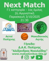 🏀 Αετοί Πολίχνης - Μακεδονικός Λητής